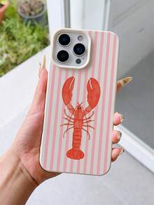 1个乳白色皮革纹理防震TPU手机保护壳，时尚条纹龙虾图案UV印刷，适用于 7/8/7 Plus/8 Plus/X/XS/XR/XS Max/11/11 Pro/11 Pro Max/12/12 Pro/12 Pro Max/12 Mini/13/13 Pro/13 Pro Max/13 Mini/14/14 Pro/14 Pro Max/14 Plus/15/15 Pro/15 Pro Max/15 Plus/16/16 Pro/16 Pro Max/16 Plus/17/17 Pro/17 Pro Max/Air - 彩色 - 查看 2