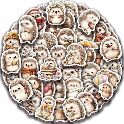 50pcs Hedgehog Stickers, Creative Doodle Stickers, Office Supplies, Mobile Phone & Computer Stickers, High-Value, Durable, Exquisite, Cool Stickers, Fun, Classic, Colorful Cartoon Design, Gift Decoration, Phone Case Decoration Stickers, Reusable, Colorful Cartoon Design, Suitable For Water Bottles, Skateboards, Mobile Phones, Etc., Perfect For School Supplies, A Top Gift For Holidays.