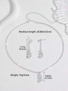 极简时尚项链耳环套装，适合作为毕业礼物、婚礼、宴会和节日礼物 - 白色 - 查看 3