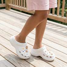10Pcs/1Set Kawaii Floral Charms Set - Pastel Daisy Shoe Buttons, Clog Decorations For Summer Sandals For Outdoor Activities, Vacation, Travel, Outfit Accessories, And Gifting - Brown + White - View 5
