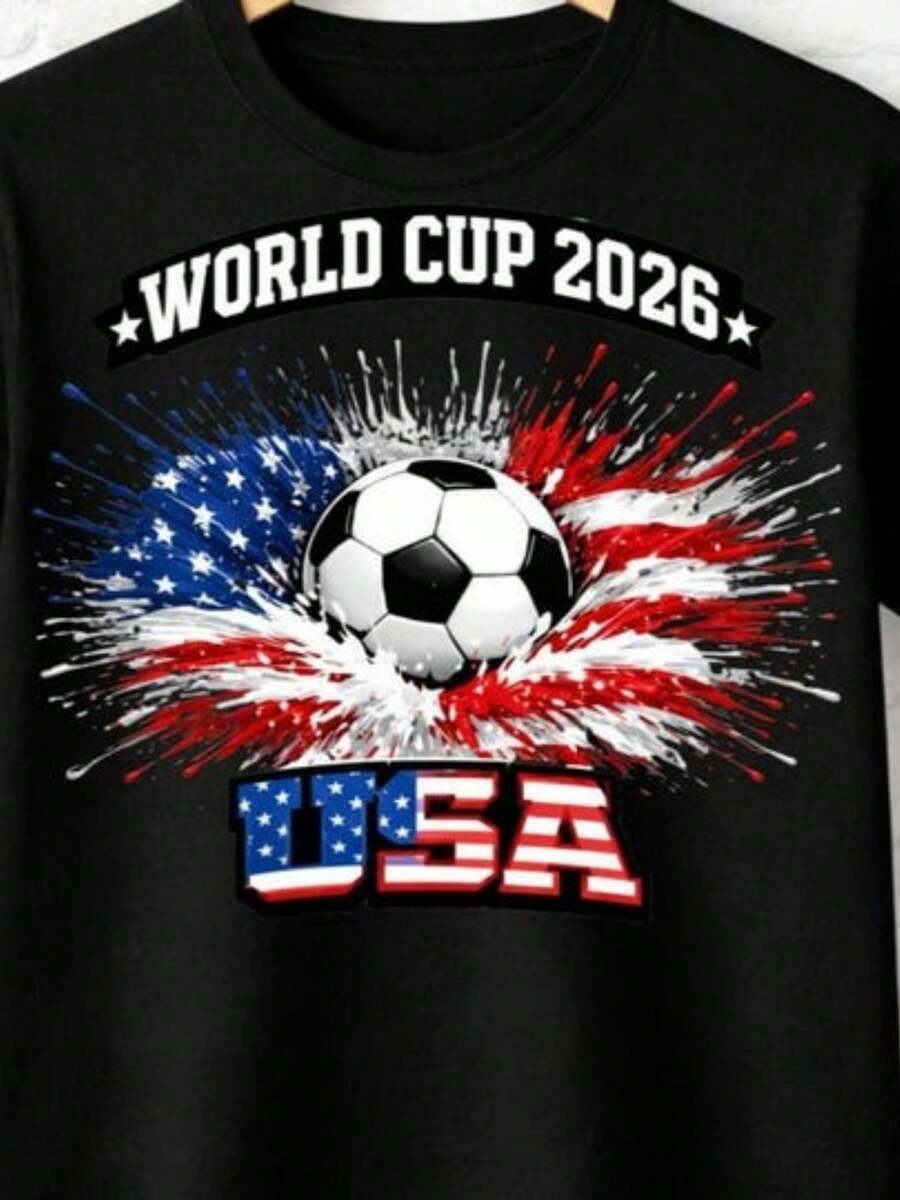 USA Soccer Jersey Shirt, 2026 World Cup Fan Tee (2) - Black - View 1