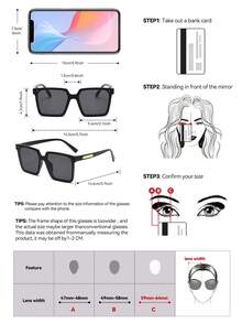 女士休闲方形大框黑色时尚眼镜，塑料波西米亚风格装饰日常佩戴 - 黑色 - 查看 5