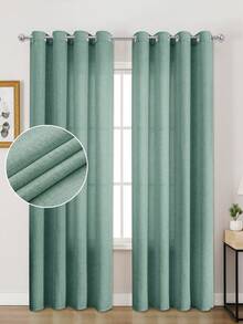 1pc/2pcs Light Filtering Curtains/Top Tie Solid Curtains/Light Balancing Filtering Sunlight Curtains, Multiple Sizes & Colors Available, Faux Linen Texture Suitable For Living Room, Bedroom, Kitchen, Home, Farmhouse, Rustic Decor, Beige Curtains - Beige - View 9