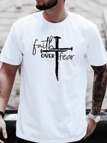 Men's Faith Over Fear Christian-Shirt - Blue Inspirational Pattern-Shirt, Breathable Blend Regular Fit-Shirt, Suitable Gym,, And Casual Wear - Loose A-Line Hem, Washable Faith Essential Apparel, Featuring Strong Faith Lettering And Design - All-Season Casual Top, Suitable Fitness And Daily Confidence, Christian-Shirt Men, Men's Patterned-Shirt, Men's Graphic-Shirt, Christian-Shirt Men, Men's-Shirt, Vintage-Shirt Men, Oversized-Shirt Men, Designer-Shirt With 180G Heat Transfer Technology, Sizes S-3XL, Suitable Daily Life, Home Leisure, Office, Shopping, And Other Occasions - trắng - Xem 12