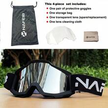 1 Set Of Outdoor Cycling Goggles, Motorcycle Off-Road Dustproof Goggles, And Sports Windproof Ski Goggles, With A Storage Bag And Lens Cleaning Cloth. Colored And Clear Lenses Are Available. Suitable For Cycling, Skiing, And Surfing. - 彩色 - 查看 8