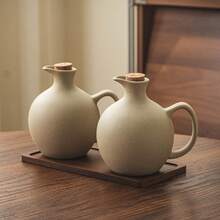 500ml/600ml Vintage Thick Ceramic Oil Bottle With Cork Stopper, Kitchen Condiment Bottle, Sauce Dispenser - Stoneware - View 15
