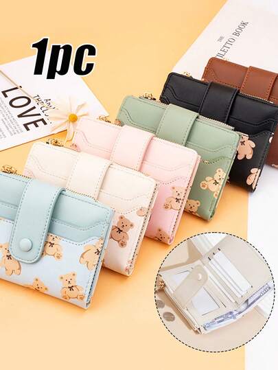 1Stylish Mini Coin Purse With Cute Cat & Bear Patterns,Zipper Accordion Card Holder,Multi-Functional Multi-Card Slot PU Leather Coin Purse,Small Zipper Clutch,Large Capacity Short Wallet,For Cash, Bank Card, Change, ID Card,Suitable For Daily Use,Back To School,Commuting To Work,Exquisite Gifts For Family And Friends,Perfect Birthday Gift, Mother's Day Gift, Party Gift, Wedding Gift