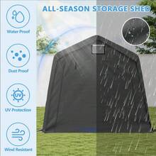Outdoor Storage Shed Tent,Heavy-Duty Portable Canopy,Waterproof Carport Garage Shelter With Roll-Up Zipper Door & Vents, UV-Resistant Canopy For Motorcycle, Bike, Lawn Mower, Tools, Gray - A - 查看 6