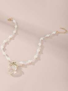 Collar con colgante de fresa de colores, diseño de cuentas de perlas y cristal, joyería exquisita para niñas, regalo de fiesta - Multicolor - Ver 9