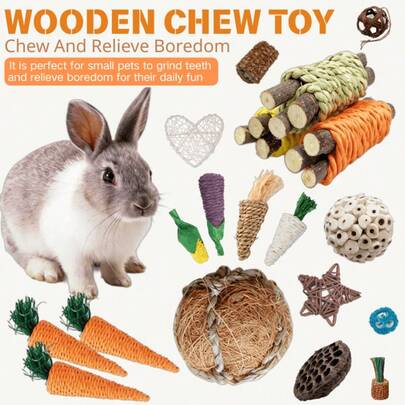 12 món đồ chơi nhai đa năng cho thú cưng, bao gồm cả các loài vật nhỏ như chuột hamster, màu sắc và kiểu dáng ngẫu nhiên.