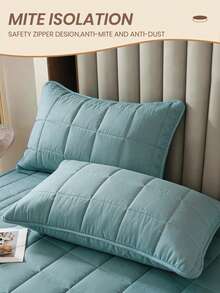 1件装防水六边拉链床垫保护套,绗缝舒适贴身床单,适用于12英寸厚床垫,适用于单人床/双人床/大号床/特大号床,透气静音,防尘,氧化蓝,亲肤,可机洗,优质拉链床垫套,理想的家居装饰,完美的节日礼物 - 氧氣藍(30cm笠高) - 查看 7