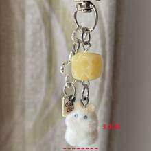 1个女士植绒卡通仓鼠钥匙扣，方块奶酪吊坠配饰，可爱耳机/包包挂饰 - 彩色 - 查看 2