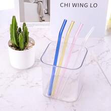 Glass Straw, 2pcs 8 Inch Long Reusable Straws, Travel Tumbler Replacement Straw Long With Cleaning Brush And Box For Frozen Bubble Tea Drinks, Pink - 款式一 - 查看 6