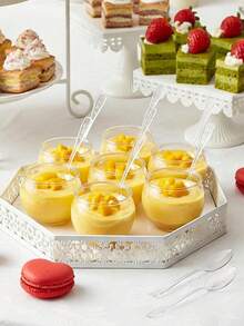 10/20个装塑料甜点杯，带勺子，酸奶杯/水果杯/开胃菜杯，适合派对，迷你甜点杯，可盛放布丁、水果、冰淇淋，婚礼用品 - 透明 - 查看 3