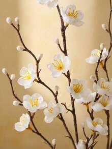 1pc 21.7 Inch Artificial White Plum Blossom Flower, Winter - White - View 2