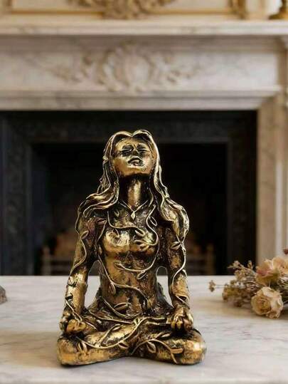 1pc Resin Crafts Figurine, Three Monkeys Sculpture Decor, Mother Earth Gaia Resin Crafts Ornament, Home Furniture Decoration For Office, Room, Living Room, Balcony, Garden