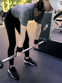 1只健身举重腕带拉力式举重手套 - 黑色 - 查看 5