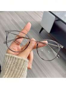 1 Pair Classic Round Photochromic Fashion Glasses, Suitable For Women's Daily Wear And Driving In Summer - 1pc Transparent Gray Frame-gray - View 2