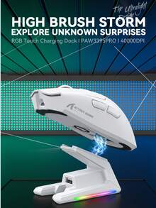 1 Ratón inalámbrico Bluetooth para juegos eSports PAW3395 con base de carga RGB, de peso ligero - Ver 2