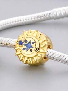 1pc Fashionable Unique Design Golden Sun & Moon & Star Beaded Bracelet/Necklace, Creative Daily Wear DIY Jewelry Gift - Yellow Gold - View 2