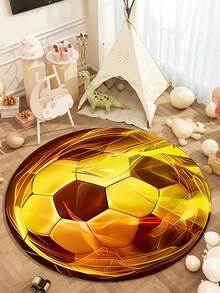 1件装足球形状地毯，小地毯，圆形地毯，卧室地毯，房间装饰，客厅地毯，家居装饰，区域地毯，厨房地毯，游戏室地毯，门垫，办公室装饰，浴室垫，玄关地毯，房间装饰，家居装饰，防污染，耐用，防尘 - 黑與白 - 查看 4