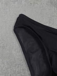 Men's Black Breathable Comfortable Daily Underwear With Letter & Heart Print Pattern - Black - View 3