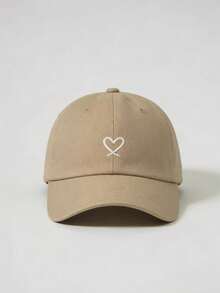 1顶男女通用棒球帽，时尚百搭遮阳帽，带有刺绣心形图案 - A - 查看 3