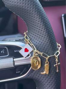 Mặt dây chuyền chuỗi hạt Mân Côi hình hoa hồng gắn vô lăng, mặt dây chuyền hình thánh giá cao bồi miền Tây và trái tim đỏ, mặt dây chuyền chuỗi hạt Mân Côi Công giáo, đồ trang trí nội thất xe hơi, phụ kiện xe hơi, móc khóa hình thánh giá, mặt dây chuyền may mắn cho xe hơi, quà tặng cho người lái xe, phụ kiện xe hơi đa năng. - Nhiều màu - Xem 3