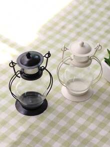 1pc Iron Candle Holder With Glass Cover, Small Horse Lamp Crafts, Creative Kerosene Lamp, Versatile Use - Multicolor - View 4