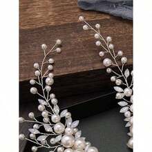 2pcs/Set Women's Handmade Faux Pearl, Proteins & Glass Rhinestone Hair Clip For Bridal Wedding Headpiece Elegant Claw Clips Hair Claws Hair Barrettes, School Stuff, Faux Pearl Hair Accessories - 銀色 - 查看 2