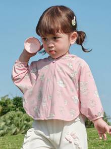 Balabala Infant Toddler Summer UV Protection Hooded Jacket, Lightweight Sun Proof Coat With Cute Ears, Fashionable Outdoor Wear - Pink - View 2