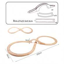 1套木制火车轨道玩具，通用组装式铁路玩具套装，儿童益智拼图玩具，互动式早教玩具 - 彩色 - 查看 8