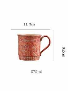 1pc 275ml Ceramic Cup, Household Office Guest Cup, Couple Cup, Hanging Ear Coffee Cup, Cola Cup, Cold Drink Cup, Breakfast Milk Cup, Beer Cup, Oatmeal Cup, Flower Tea Cup, Creative Crackle Glaze Ceramic Cup, Beverage Cup, Office Water Cup - Multicolor - View 5