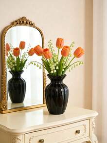 Classic Black Resin Flower Vase, Suitable For Fresh Or Dried Flowers, Multifunctional Design Fits Various Styles, Decorative For Living Room, Dining Table, Office, Coffee Table, Bookshelf, Etc. - 1PC - View 6