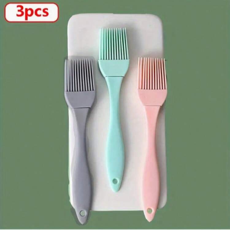 3 cọ phết dầu bằng silicon chịu nhiệt dùng cho nướng BBQ, dụng cụ nhà bếp, dụng cụ làm bánh, phụ kiện nướng, cọ dễ cầm nắm, tay cầm tiện dụng, chất liệu silicon an toàn thực phẩm, dụng cụ thoa dầu, thích hợp cho người nội trợ và người đam mê làm bánh. - Nhiều màu - Xem 9