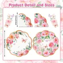 20 pièces/40 pièces/60 pièces, Serviettes en papier imprimées de fleurs et de papillons, Serviettes en papier rose à 2 épaisseurs avec bord festonné doré - Serviettes de cocktail à motifs aquarelle de roses et de pivoines avec design de papillons pour mariage, enterrement de vie de jeune fille et fête de jardin, Serviettes jetables de printemps romantique de jardin - Voir 4