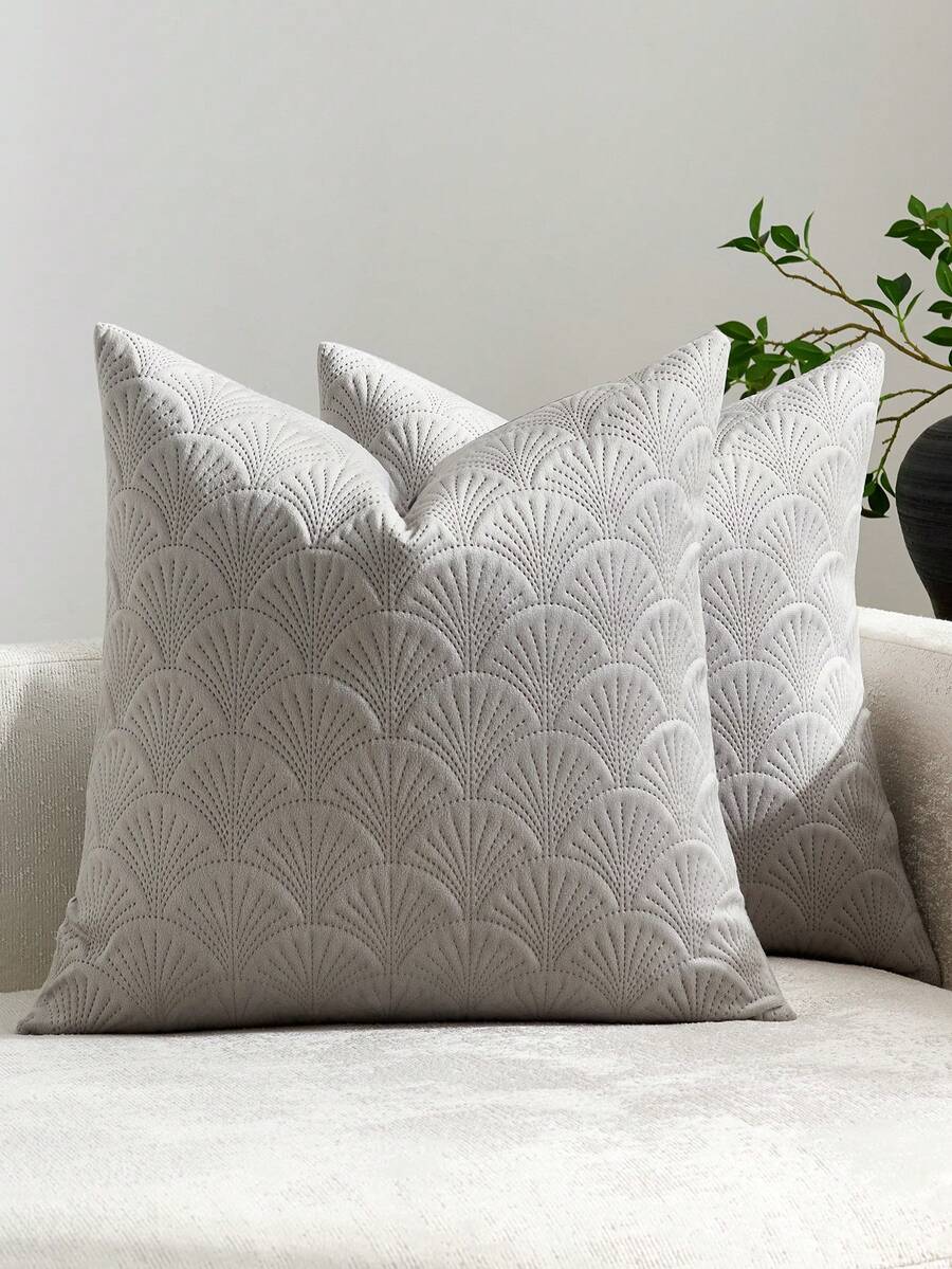 1pc/2pcs Throw Pillow Covers 18x18,Velvet Decorative Couch Pillow Cover Soft Square Cushion Cases For Sofa Bed Car - Light Grey - View 1