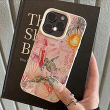 1pc TPU Material Cute Sea Turtle & Shell Patterned Phone Case, Compatible With Iphone 17 Pro Max/17/16 Pro Max/15/13/12/11, S20 FE/A15/S24/A55, Note 11/12/13 Pro, Full Coverage Anti-Drop Soft Protective Cover - White - View 2