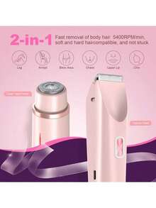 新款女士電動修剪器，雙頭設計，可水洗防水，適用於私密處、臉部、腋下和腿部的無痛修整，便攜式多功能刮鬍刀，男女通用，理想的節日禮物 - 升級款 - 查看 4