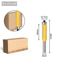 Broca enrutadora de ajuste al ras de hoja larga de vástago de 1/4 y 8mm con rodamiento para broca de patrón de plantilla de madera fresa de carburo de tungsteno T6TT - 8x12,7x40 - Ver 12