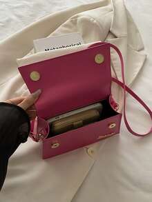 1pc High-Quality Flap Handbag, Suitable For Women's Casual, Dating, All Seasons - Hot Pink - View 6