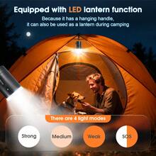 Portable Electric Mini Air Pump - Camping (SOS) Lighting, 4 Universal Nozzles, Carabiner, 3600mAh Rechargeable - Quick Inflation/Deflation For Inflatable Pool/Air Mattress/Vacuum Storage Bag - Black - View 6