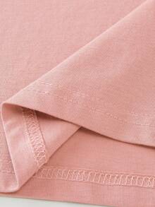 200g Pure Cotton T-Shirt, Summer 2025, Women's, New, Short Sleeve, Pure Cotton, Girl's Print, Short Sleeve, Round Neck, Couple's Wear, Round Neck, Women's Top - Pink - View 4