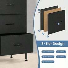 Sweetcrispy Dresser Bedroom 6 Drawers Wide Fabric Storage Units Chest Of Drawers Bedroom With Metal Frame And Wooden Top TV - 黑色 - 查看 8