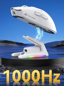 1 Ratón inalámbrico Bluetooth para juegos eSports PAW3395 con base de carga RGB, de peso ligero - Ver 7