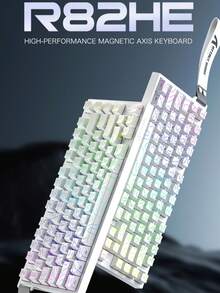 Teclado mecánico R82HE, eje magnético, perfil lateral grabado por láser, juego con cable RGB, recorrido de tecla ajustable, baja latencia - Ver 2
