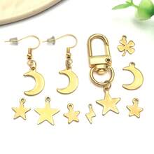 10个不锈钢金色吊坠，心形、月亮、星星、四叶草金属吊坠，适用于DIY项链、手链、耳环等工艺品制作。 - 金色 - 查看 6