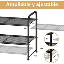 Zapatero de Metal de 2 Niveles, Zapatera, Ahorro de Espacio y Estante versátil, Organizador de Zapato para Almacenar y Guardar Los Zapatos para Entrada,Puerta,Dormitorio,Guardarropa - Zapatero de 2 niveles - Ver 6