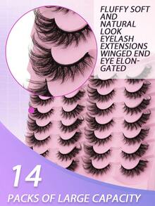 14 Pairs Of Messy Natural Cat Eye Eyelashes Transparent Eyelashes Cat Eye Look Slender Eyelashes Eye End Slender Full Strips Soft Natural Realistic False Eyelashes - View 4