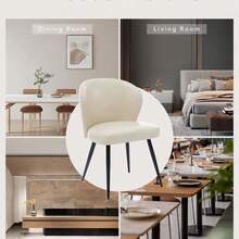 Set de 2 Sillas Tipo Concha para Comedor, Sillas Auxiliares Tapizadas con Asiento Cómodo y Respaldo Contorneado, Estructura Resistente, Ideales para Espacios Pequeños y Decoración Hogar. - Beis - Ver 5